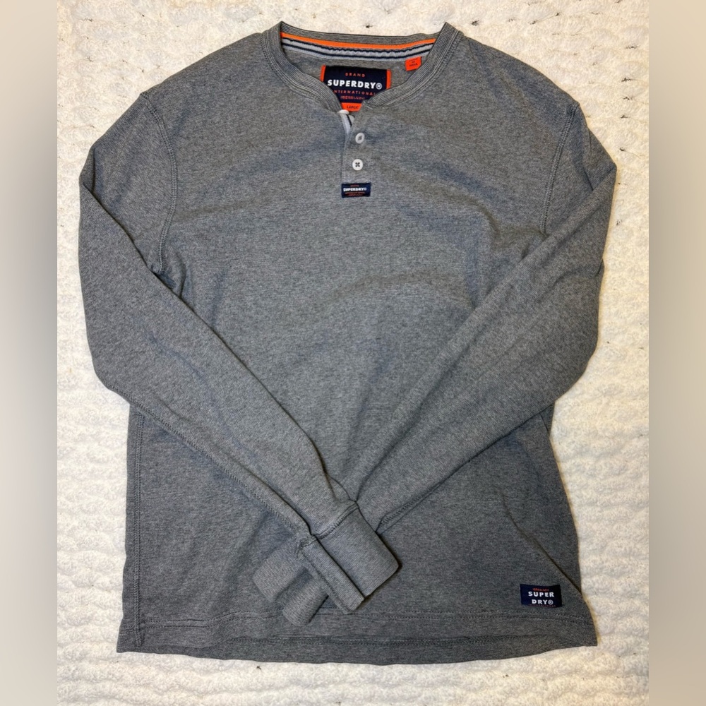 Superdry Heather Gray Henley Shirt